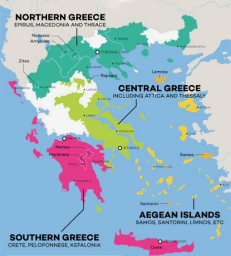 carte vinicole grec