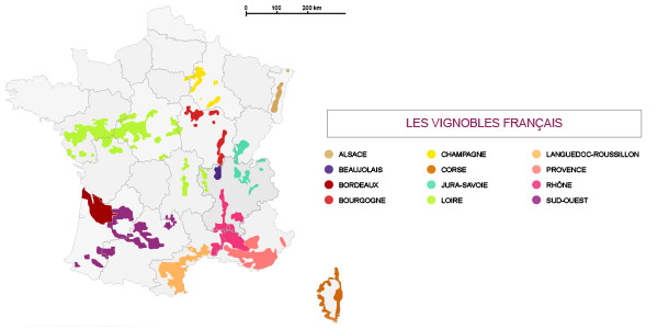 carte regions viticoles